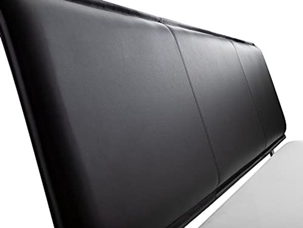 Möbel-Eins CURBY Wangenbett mit Polster-Kopfteil, Material Massivholz, rustikale Altholzoptik, Fichte gebürstet Natur 200x200 cm Kunstleder Schwarz ohne Steppung Bild 4
