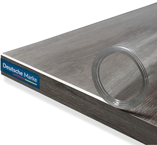 TEXMAXX Tischfolie transparent 2mm mit abgeschrägter Kante als Schutztischdecke für Ihren Esstisch - 60x120 cm