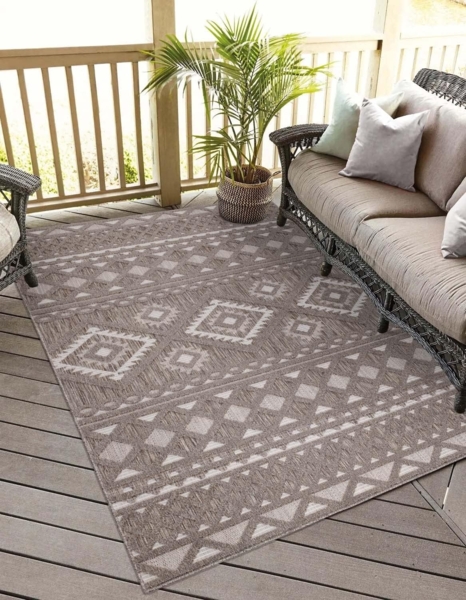 Carpet City Teppich In-& Outdoorteppich Santorini 435, 3D-Effekt, Boho-Look, rechteckig, Höhe: 5 mm, Wetterfest & UV-beständig für Terrasse, Balkon, Küche, Flur