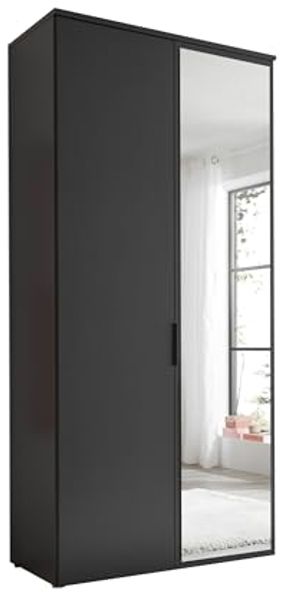 Drehtürenschrank >LOBATO< in Graphit - 101,7x225x52cm (BxHxT)