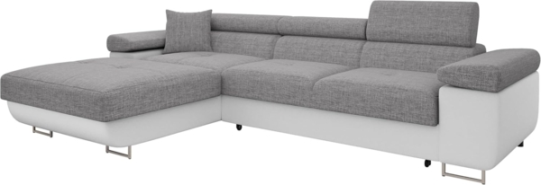 Ecksofa Torezio Mini mit Bettkasten, Schlaffunktion und Einstellbare Kopfstützen (Farbe: Soft 017 + Lux 05, Seite: Links)