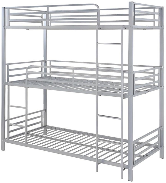 Vente-unique - Etagenbett - 3 Personen - 3 x 90 x 190 cm - Metall - Silberfarben - ELOUAN III