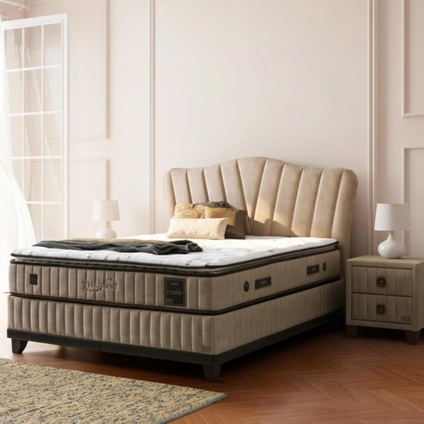 Pointhome Boxspringbett Set, Thermall, Schlafzimmerbett, Matratze mit Topper, H4 / H5 (1 x H4/H5 Extra Fest Matratze, 2 x Bettkasten, 1 x Bettkopfteil), Taschenfederkernsystem, Luftkapsel, Hyper-Schaum, Matratzenhöhe: 30 cm