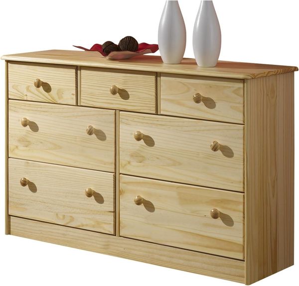 IDIMEX Kommode RONDO, Sideboard Anrichte 7 Schubladen Möbel Holz Kiefer natur Landhaus