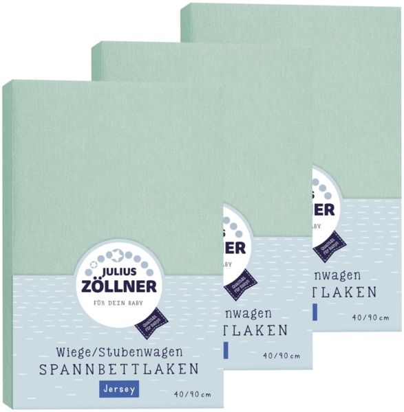 Julius Zöllner Spannbetttuch Jersey 90x40 Salbei 3er Pack