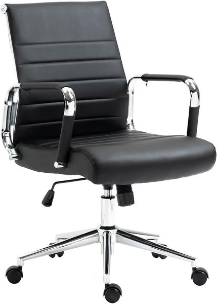 SVITA ELEGANCE COMFORT Bürostuhl Schreibtischstuhl Drehstuhl Chefsessel Kunstleder Schwarz