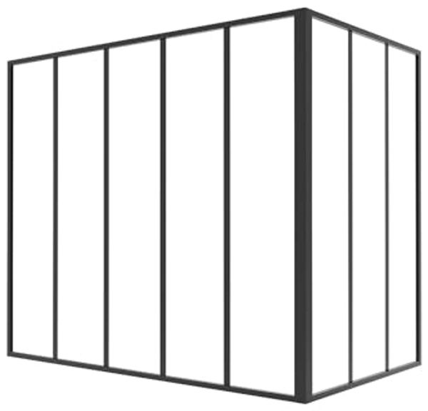 Vente-unique - BAYVIEW Innenglaswand MetallGlas Schwarz - B 90 cm x H 130 cm x L 150 cm
