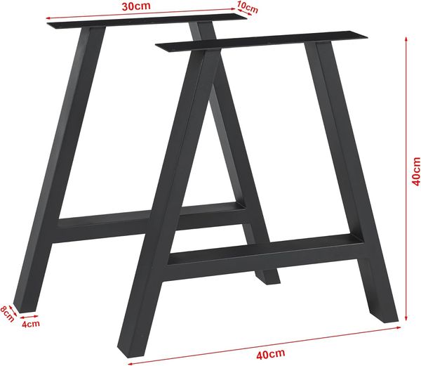 Tischgestell 2er Set Eschau Stahl 40x40 cm Schwarz [en. casa] Bild 2