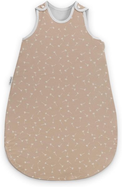 Ehrenkind® Babyschlafsack | Schlafsack Rund 2.5 TOG | Bio-Baumwolle | Ganzjahres Schlafsack Baby Gr. 74/80 Farbe Beige Pusteblume | Oeko-Tex | Schlafsack winter und Sommer