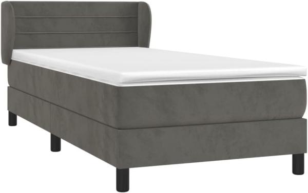 vidaXL Boxspringbett mit Matratze Dunkelgrau 90x190 cm Samt 3127524