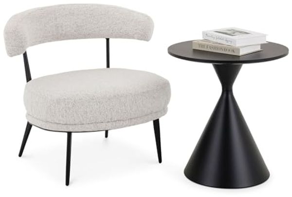 IDIMEX Couchtisch ISOMA, Beistelltischset 2er rund Metall MDF-Platte wohnzimmer- schwarz