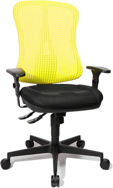 Topstar HE20PBC09 Head Point SY "P4", ergonomischer Bürostuhl, Schreibtischstuhl, Muldensitz, inkl. Armlehnen, Netzrücken, Stoffbezug gelb