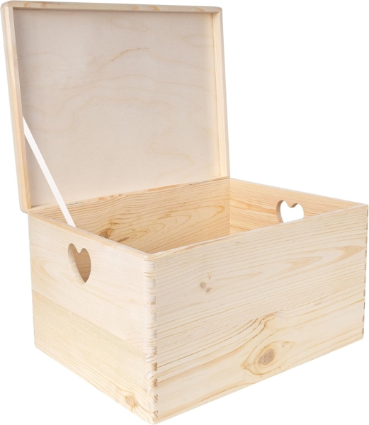 Creative Deco Aufbewahrungsbox Holzkiste mit Deckel Erinnerungsbox Holzbox, herzförmige Griffe Bild 6