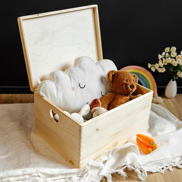 Creative Deco Aufbewahrungsbox Holzkiste mit Deckel Erinnerungsbox Holzbox, herzförmige Griffe Bild 5