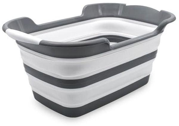 Spetebo Wäschekorb Silikon Wanne faltbar weiß 60 x 40 cm - 27 Liter