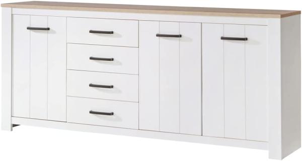 Sideboard Eike 2 weiß Eiche Bianco 206x96x43 cm Anrichte Wohnzimmer