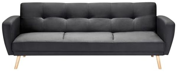 Schlafsofa 3-Sitzer Polsterbezug schwarz verstellbar FLORLI