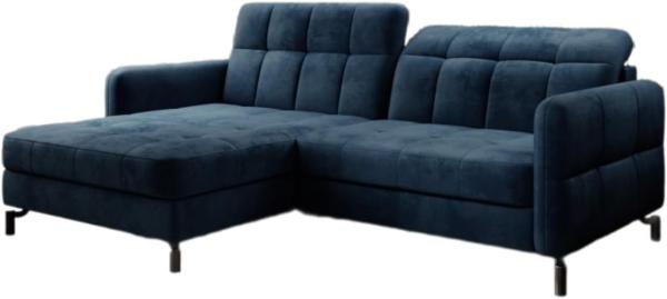 Designer Sofa Loria mit Schlaf- und Klappfunktion Blau Links