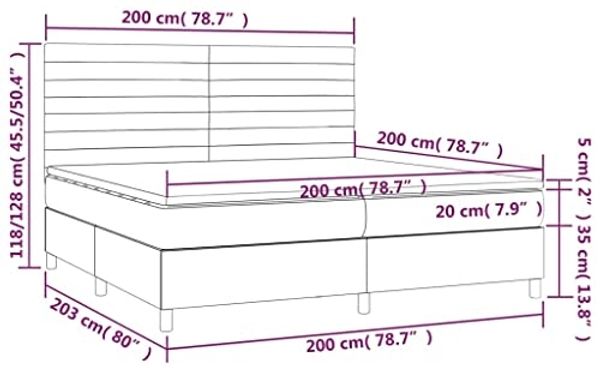 vidaXL Boxspringbett mit Matratze Blau 200x200 cm Stoff, Härtegrad: H2 [3141887] Bild 3