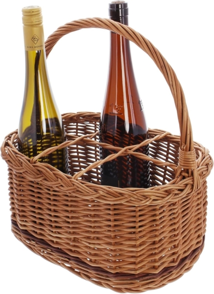 Flaschenkorb "Rustico", für 6 Flaschen Einkaufskorb Picnickorb Aufbewahrungskorb Bild 3