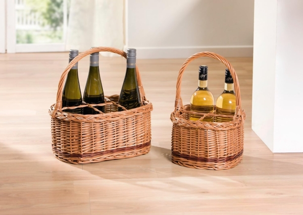 Flaschenkorb "Rustico", für 6 Flaschen Einkaufskorb Picnickorb Aufbewahrungskorb Bild 5