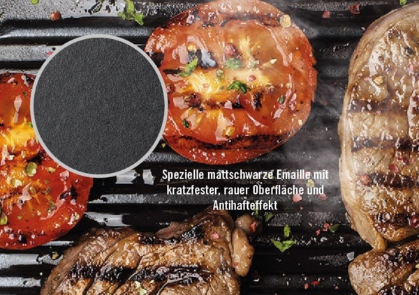 WOLL Iron Gusseisentopf rund Ø 28 cm 3,7 L raue Emaillierung Selbstberieselungsdeckel Induktion & Ofen bis 300 °C Spülmaschinenfest Bild 7