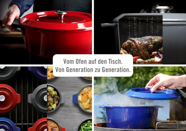 WOLL Iron Gusseisentopf rund Ø 28 cm 3,7 L raue Emaillierung Selbstberieselungsdeckel Induktion & Ofen bis 300 °C Spülmaschinenfest Bild 3