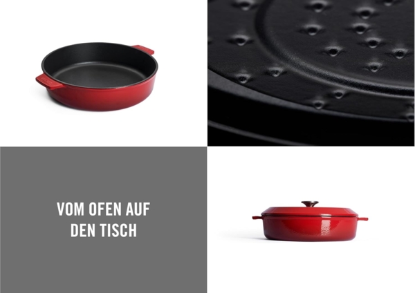 WOLL Iron Gusseisentopf rund Ø 28 cm 3,7 L raue Emaillierung Selbstberieselungsdeckel Induktion & Ofen bis 300 °C Spülmaschinenfest Bild 2