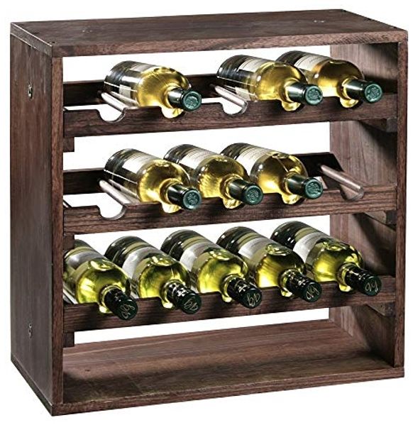 Weinflaschen-Regalsystem - 3 Ablagereihen - Kiefernholz