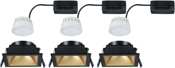 Paulmann 93129 LED Cole Coin Basisset eckig 3er-Set 2700K Schwarz Gold 3-Step-Dim IP44 Bild 12