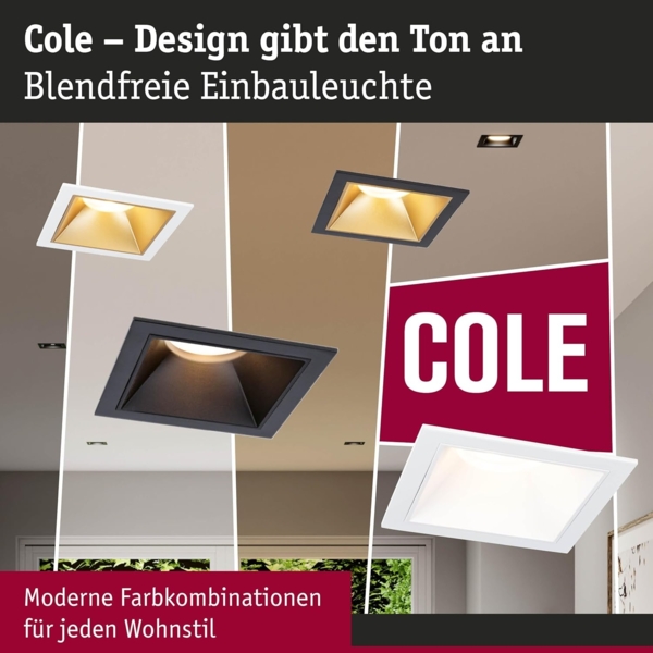 Paulmann 93129 LED Cole Coin Basisset eckig 3er-Set 2700K Schwarz Gold 3-Step-Dim IP44 Bild 2