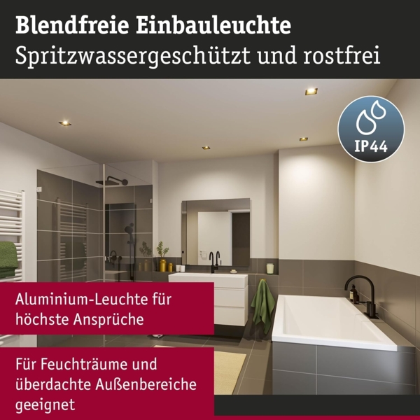 Paulmann 93129 LED Cole Coin Basisset eckig 3er-Set 2700K Schwarz Gold 3-Step-Dim IP44 Bild 4