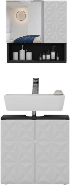 Badmöbel-Set Edge Schwarz 2 Teile Vicco