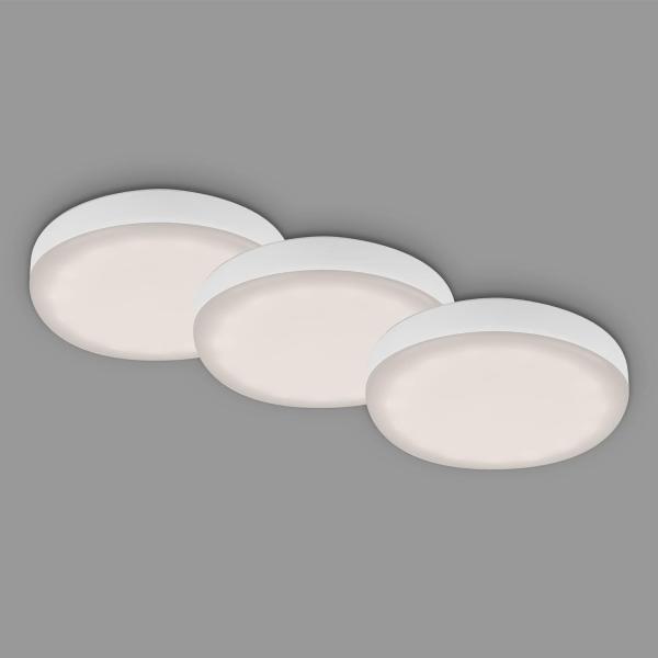 Di-Ka LED Einbauleuchte Plat 3er Set weiß Ø 7,5 cm 3W, neutralweiß