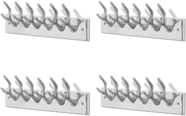 vidaXL Garderobenleisten 4 Stk. Silbern Aluminium 278753