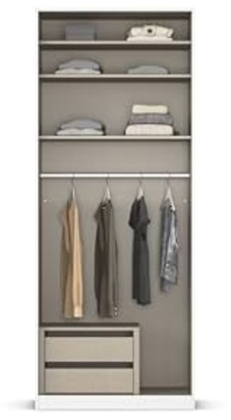 Rauch Möbel Alabama, Kleiderschrank, Garderobenschrank, 2-türig, Zubehör Premium, 1 Kleiderstange, 3 Einlegeböden, Schubladeneinsatz, Farbe Beige, Griff Grau metallic, 91 x 229 x 54 cm Bild 6