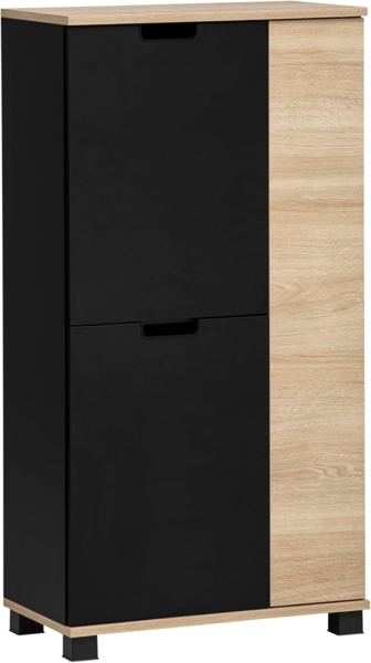 Schildmeyer Highboard Emmik 159513 schwarzmatt/weißeiche Dekor, 59,8 x 32,6 x 116,9 cm