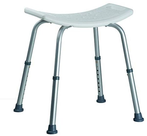 Homestyle 25742 Duschhocker, Plastik, weiß/Aluminium, 51.0 x 45.0 x 56.0 cm