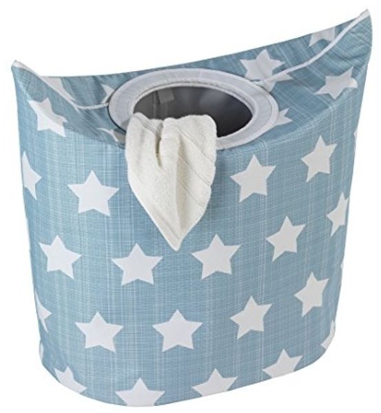 Wenko 62060100 Wäschesammler Stars - Wäschekorb, Fassungsvermögen 53 L, Kunststoff - Polyester, 57 x 54 x 33 cm, mehrfarbig