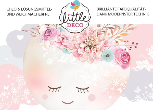 Little Deco Wandsticker Mond & Wolken XL - 100x51 cm weiß/rosa Bild 5