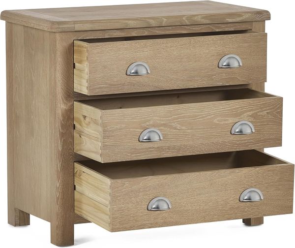 Julian Bowen Kommode mit 3 Schubladen aus gekalkter Eiche „Memphis“, Kalkeiche Bild 4