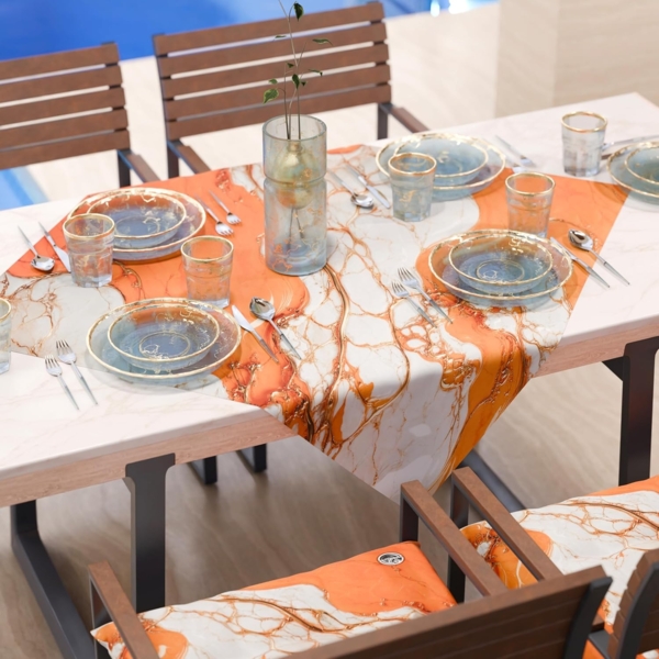 PETTI Artigiani Italiani - Moderne Tischdecke mit orangefarbenem Marmoreffekt, Mitteldecke für die Küche, 90x90 cm, 100% Made in Italy Bild 1
