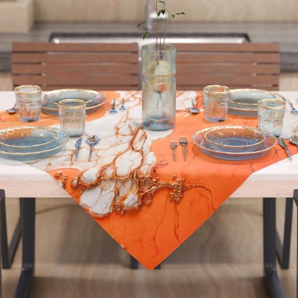 PETTI Artigiani Italiani - Moderne Tischdecke mit orangefarbenem Marmoreffekt, Mitteldecke für die Küche, 90x90 cm, 100% Made in Italy Bild 2