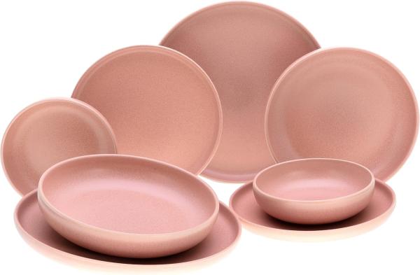 CreaTable 10069 Tafelservice Uno für 4 Personen, Uni, Steinzeug, rund (1 Set, 8-teilig)