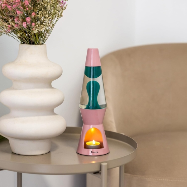 Fisura - Lavalampe mit Kerze. Rosa und grüne Lavalampe. Umweltfreundliche Lampe. Originelles Geschenk. 29x8,5 cm (Kerze Nicht enthalten) Bild 3