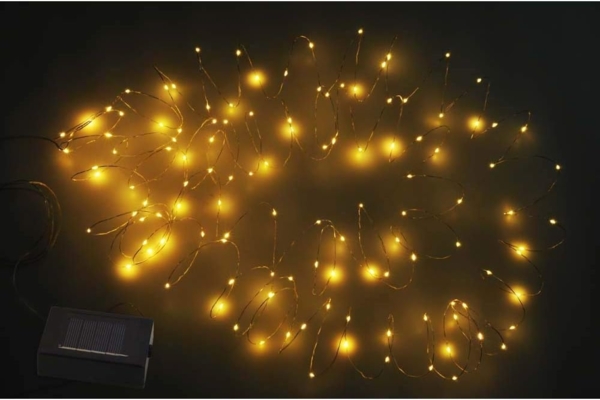 LED Solarleuchte, Lichterkette, schwarz, Solarpanel separat