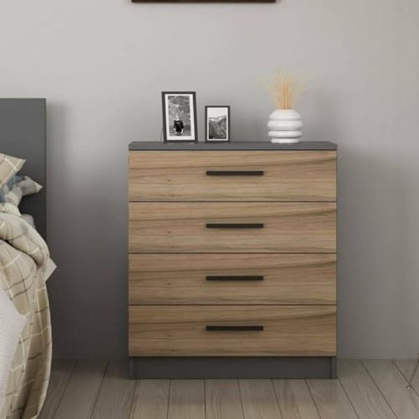 Dmora - Kommode Elgafar, Mehrzweckkommode, Schlafzimmerkommode, Schrank mit Schubladen, 70x79 h42 cm, Nussbaum