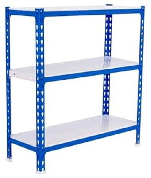 Simonrack Schwerlastregal, Lagerregal, 90 x 80 x 40 cm, Metallregal, Kellerregal, Biegestelle 180 kg, 3 Fachböden, Blau/Weiss - Simonclick