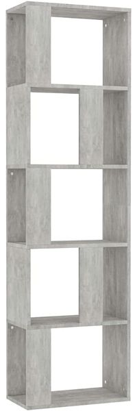 vidaXL Bücherregal Raumteiler mit 5 großen Fächern Wandregal Standregal Aktenregal Raumtrenner Büroregal Regal Betongrau 45 x 24 x 159 cm Spanplatte