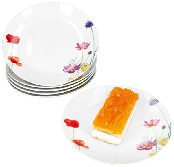 MamboCat Frühstücksteller 6er Set Marie Kuchenteller Porzellan 6 Personen Blumen